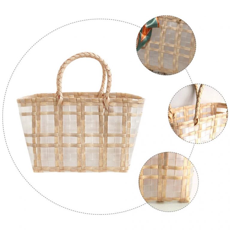 plastic woven basket bag